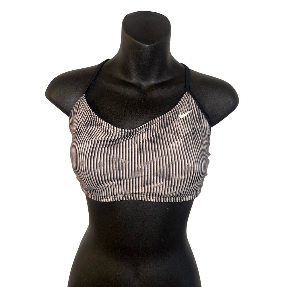 Nike Women's reversible Bra Athletic swim Black Striped Print Size XL
